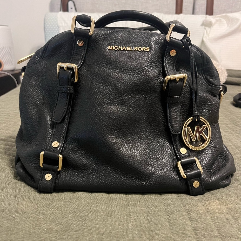 Michael Kors Black Satchel with Gold Accents